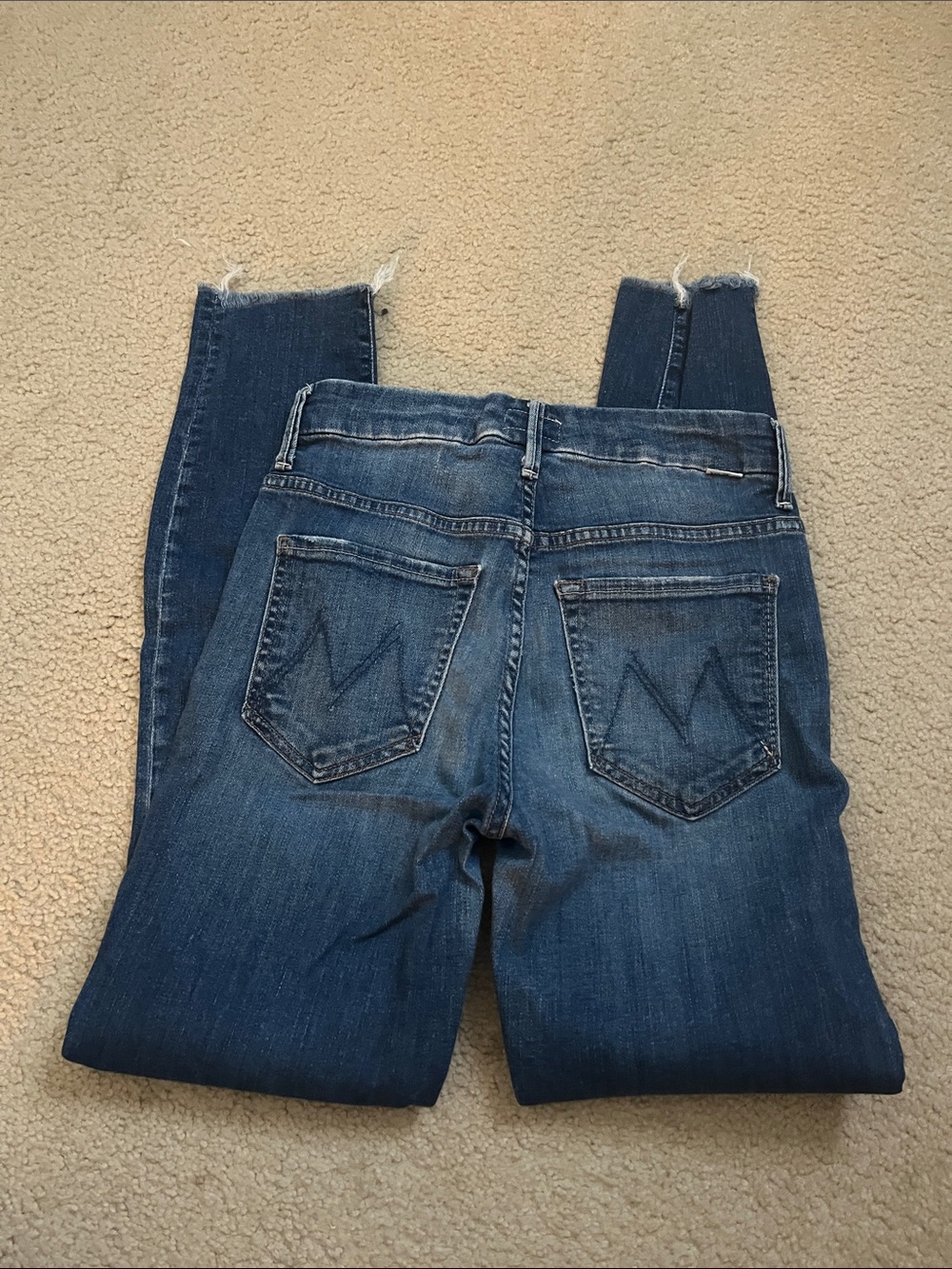 MOTHER high waisted looker ankle fray jeans